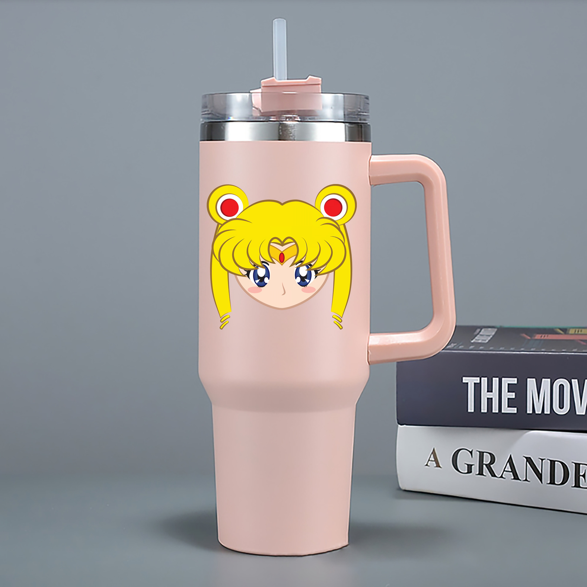 （画像用） 美少女戦士セーラームーン 月野 うさぎ つきの うさぎ Sailor Moon Tsukino Usagi 1200mL車用タンブラー - クリスタルステッカー（プラスチックストロー付き）